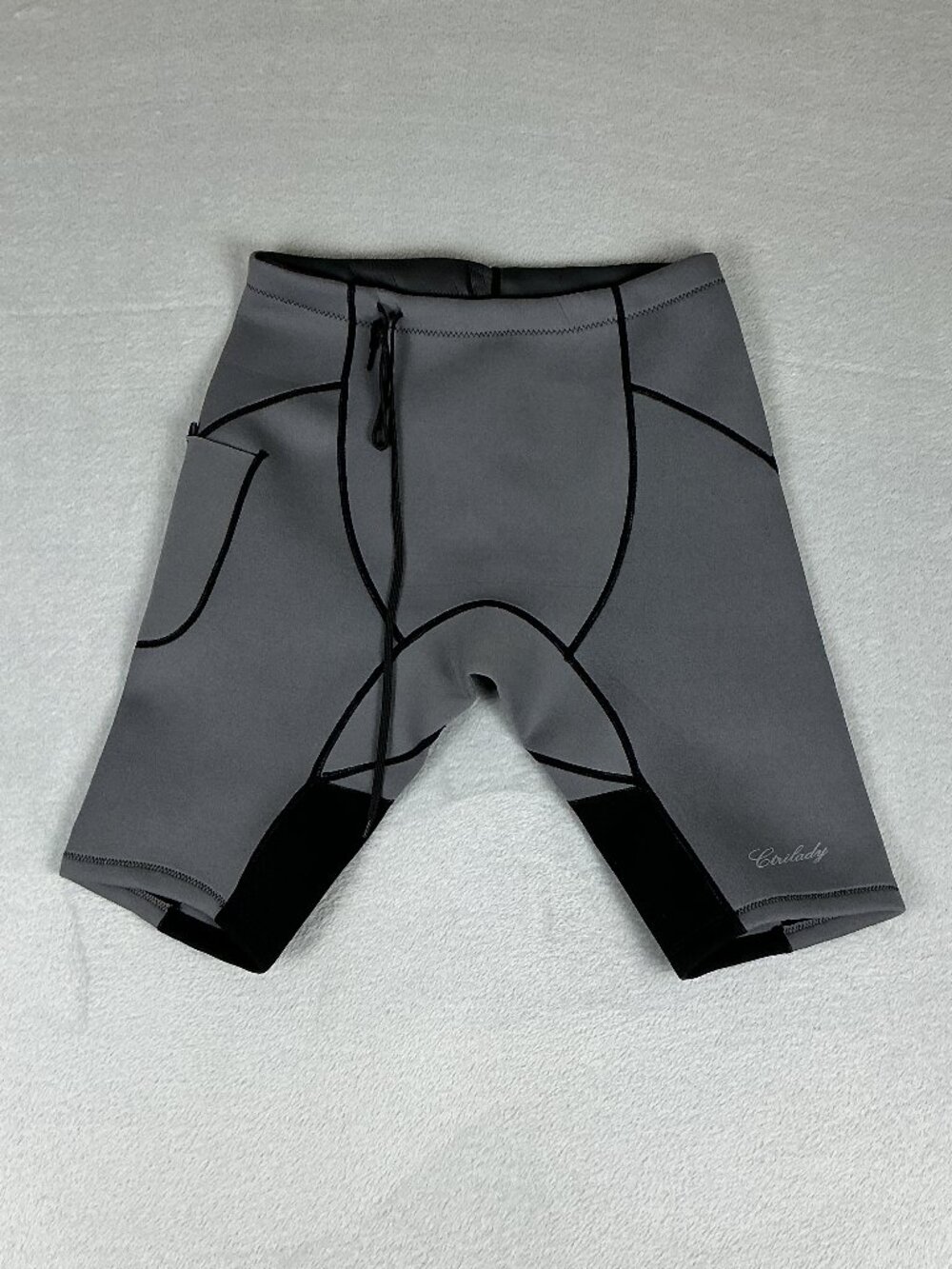 Women's Gray Swim / Surf Neoprene Shorts with Black Trim Size L Ctrilady Logo.